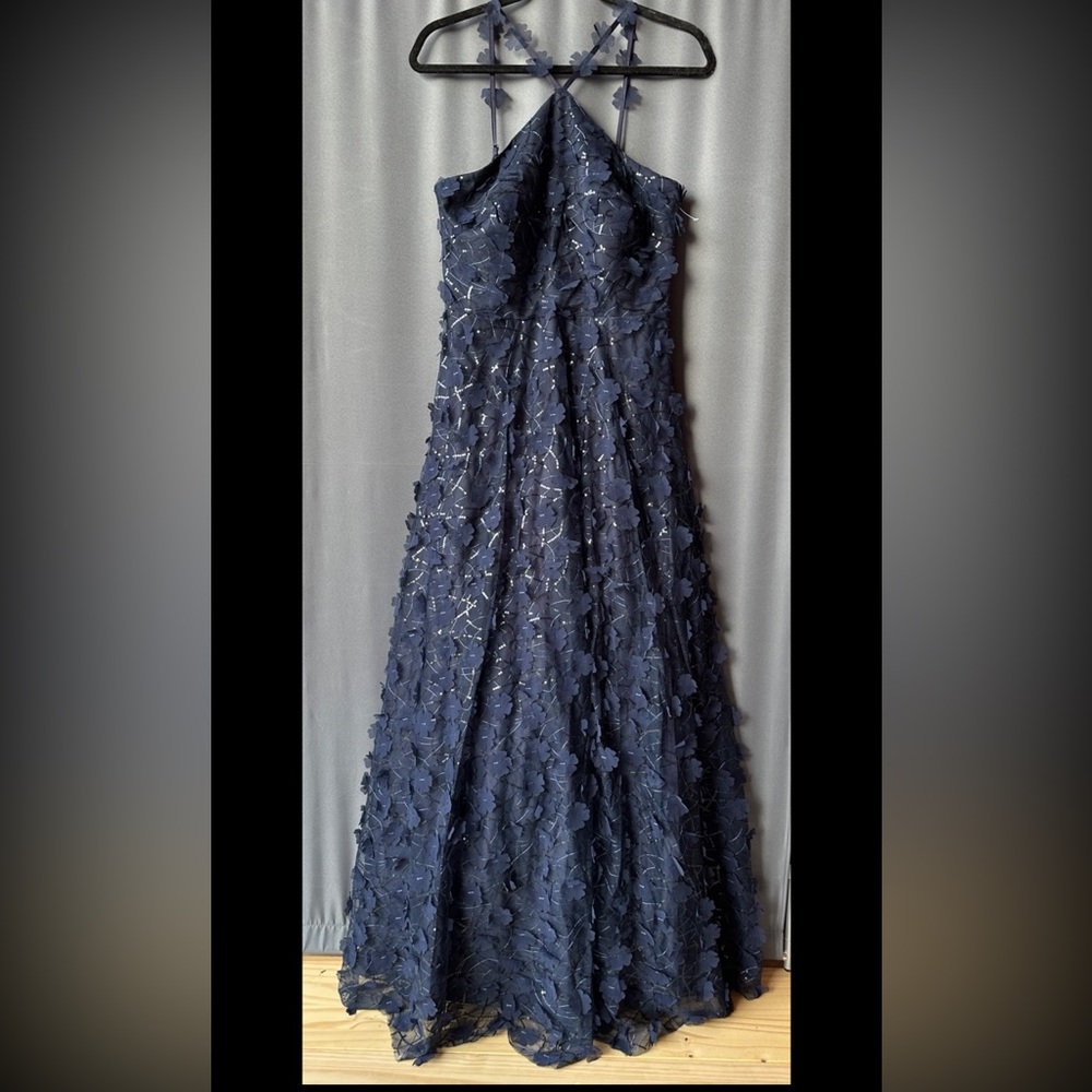 Eliza J Navy Embellished Halter Maxi Dress - Picture 6 of 11